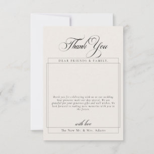 Classic Ivory Calligraphy Photo Wedding Thank You Card