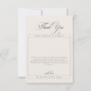 Classic Ivory Calligraphy Photo Wedding Thank You Card