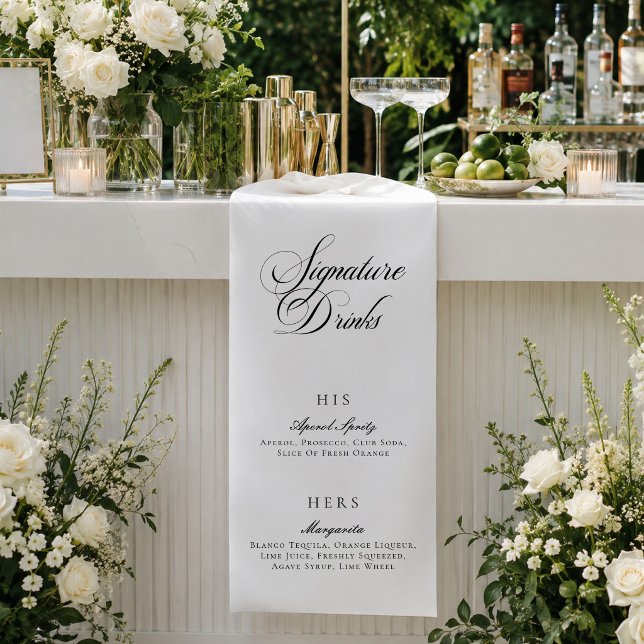 Classic Ivory Calligraphy Signature Drinks Menu Banner (Creator Uploaded)