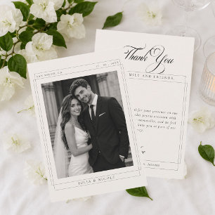 Classic Ivory Calligraphy Simple Photo Thank You Invitation
