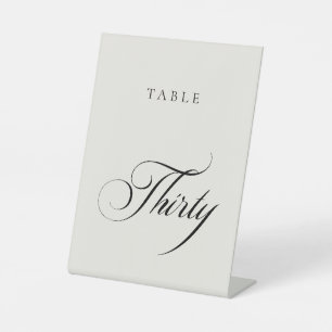 Classic Ivory Calligraphy Wedding Table Number Pedestal Sign
