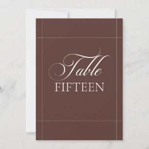 Classic Ivory Choco Brown Calligraphy Table Number