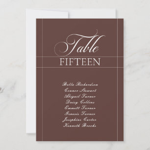 Classic Ivory Choco Brown Calligraphy Table Number