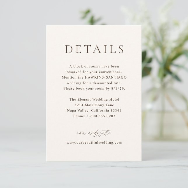 Classic Ivory Elegant Wedding Enclosure Card (Standing Front)