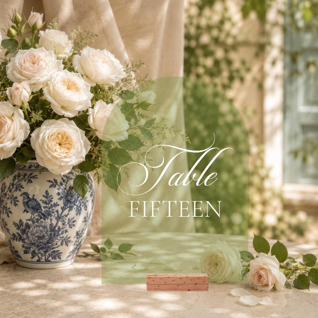 Classic Ivory Green Alphabetical Table Number Sign (Creator Uploaded)