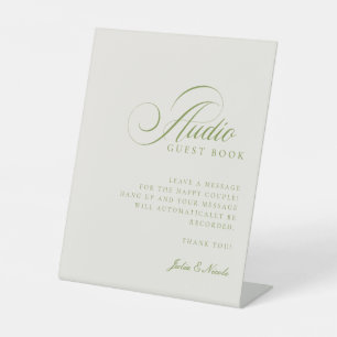 Classic Ivory Green Audio Guest Book Wedding Sign