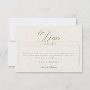 Classic Ivory Green Best Man Proposal Cards