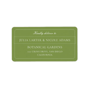 Classic Ivory Green Calligraphy Address Labels
