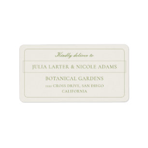 Classic Ivory Green Calligraphy Address Labels