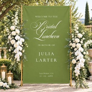 Classic Ivory Green Calligraphy Bridal Luncheon Banner