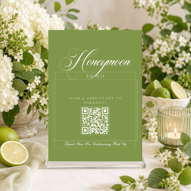 Classic Ivory Green Calligraphy Honeymoon Fund Invitation (Creator Uploaded)