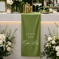 Classic Ivory Green Calligraphy Wedding Open Bar