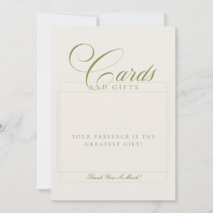 Classic Ivory Green Cards & Gifts Wedding Sign