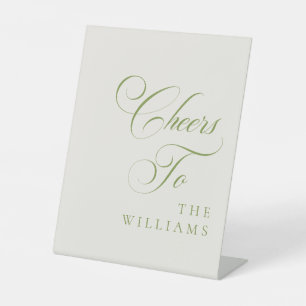 Classic Ivory Green Cheers To Wedding Sign