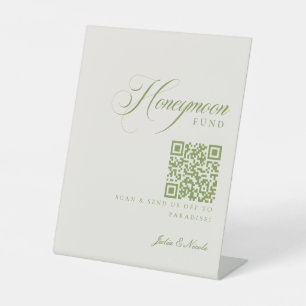 Classic Ivory Green Honeymoon Fund Wedding Sign