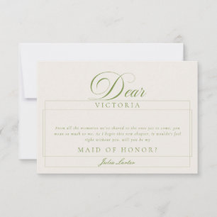 Classic Ivory Green Maid of Honour Bridesmaid Card