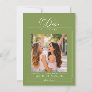 Classic Ivory Green Maid of Honour Proposal Photo Invitation