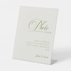 Classic Ivory Green Photo Guest Book Wedding Sign