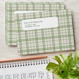 Classic Ivory & Green Plaid Christmas Envelope