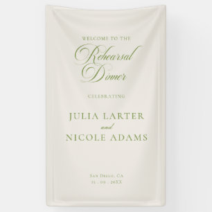 Classic Ivory Green Rehearsal Dinner Banner Sign