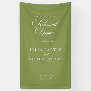 Classic Ivory Green Rehearsal Dinner Banner Sign
