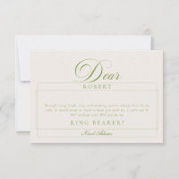 Classic Ivory Green Ring Bearer Proposal Cards