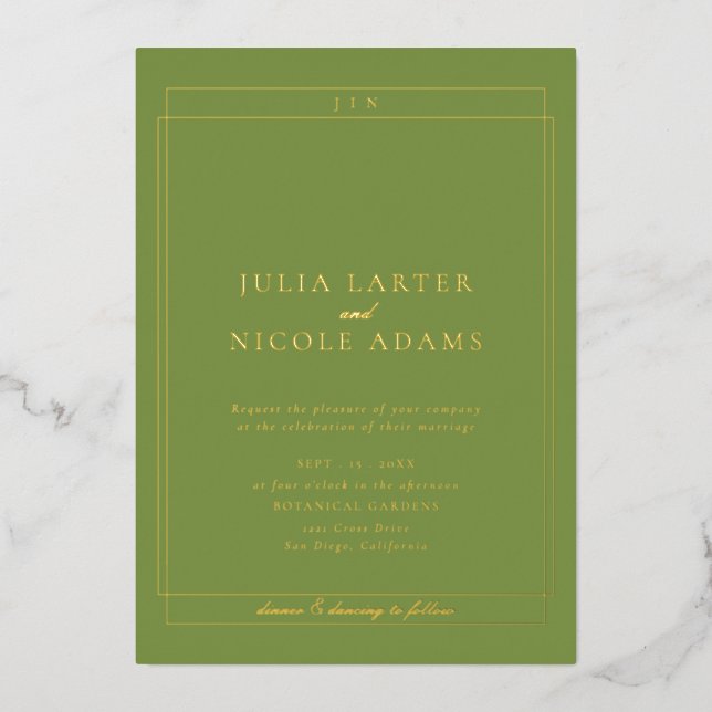 Classic Ivory Green Simple Minimalist Wedding (Front)