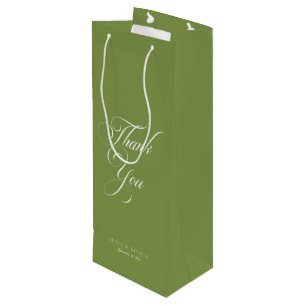 Classic Ivory Green Simple Wedding Welcome Wine Gift Bag