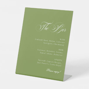 Classic Ivory Green The Bar Drinks Wedding Sign