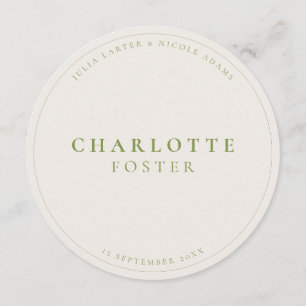 Classic Ivory Green Wedding Guest Place Card Menu