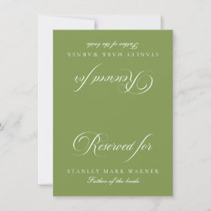 Classic Ivory Green Wedding Reserved Table Card