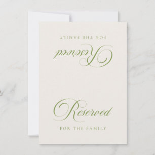 Classic Ivory Green Wedding Reserved Tabletop Sign Invitation
