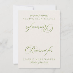 Classic Ivory Green Wedding Reserved Tabletop Sign Invitation