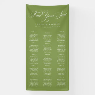 Classic Ivory Green Wedding Seating Chart Sign