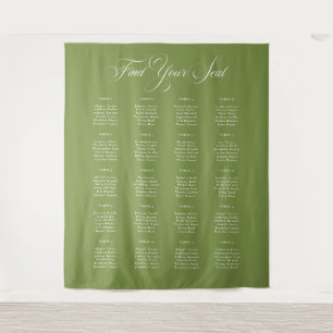 Classic Ivory Green Wedding Seating Chart Sign Tapestry