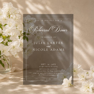 Classic Ivory Grey Calligraphy Rehearsal Dinner Acrylic Invitations