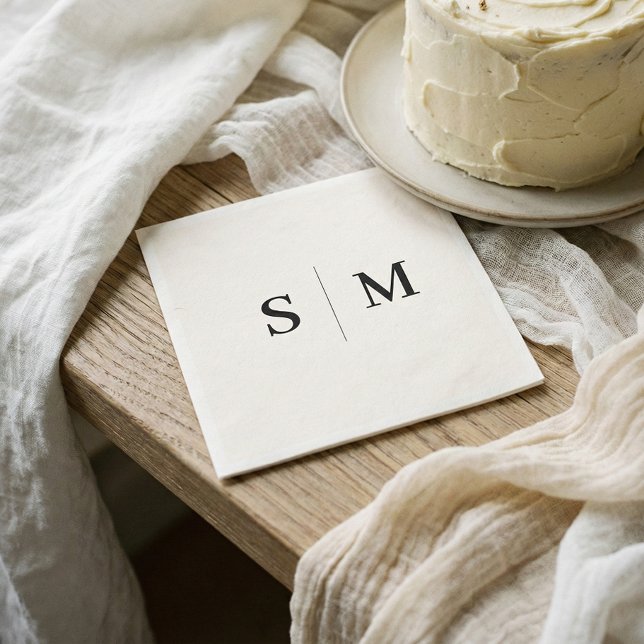 Classic Ivory Monogram Wedding Napkin (Creator Uploaded)