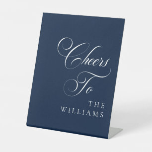 Classic Ivory Navy Blue Cheers To Wedding Sign