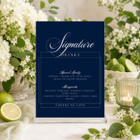 Classic Ivory Navy Blue Signature Drinks Sign