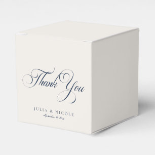 Classic Ivory Navy Blue Sweet Thank You Wedding Favour Box