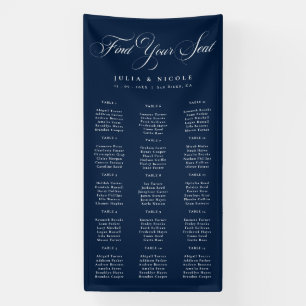 Classic Ivory Navy Blue Wedding Seating Chart Sign