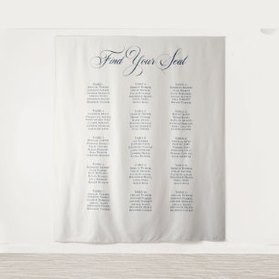 Classic Ivory Navy Blue Wedding Seating Chart Sign Tapestry