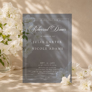 Classic Ivory Navy Calligraphy Rehearsal Dinner Acrylic Invitations