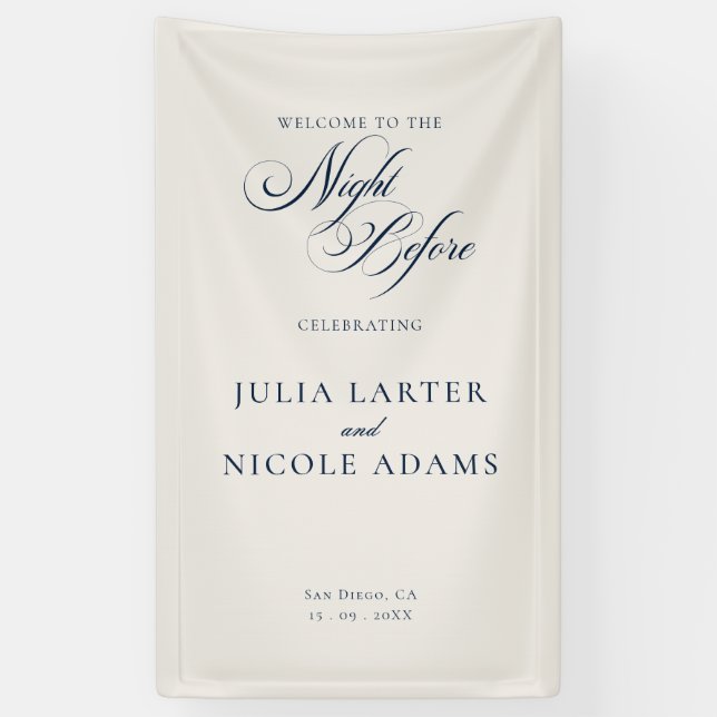 Classic Ivory Navy The Night Before Banner Sign (Vertical)