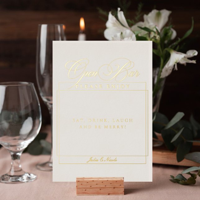 Classic Ivory Off White Wedding Open Bar Sign (Creator Uploaded)
