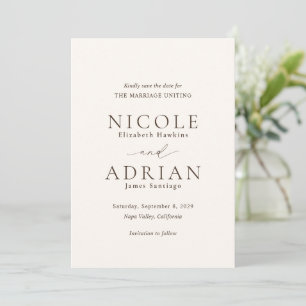 Classic Ivory Photo Elegant Wedding Save The Date