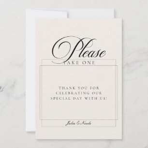 Classic Ivory Please Take A Favour Wedding Sign Invitation