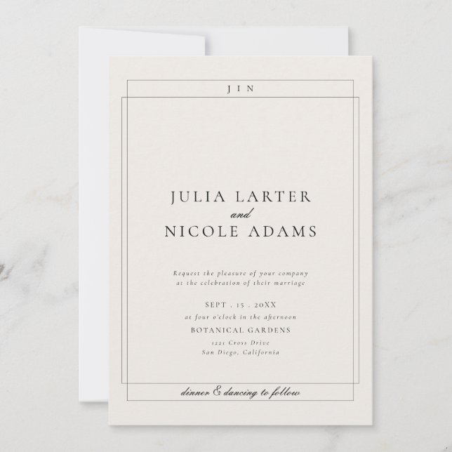 Classic Ivory QR Code Detail RSVP Registry Wedding Invitation (Front)