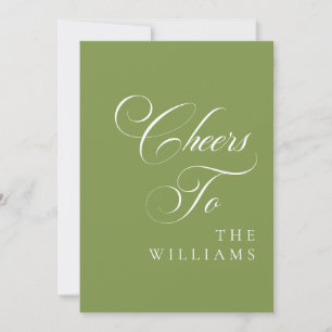 Classic Ivory Sage Green Cheers To Wedding Sign Invitation