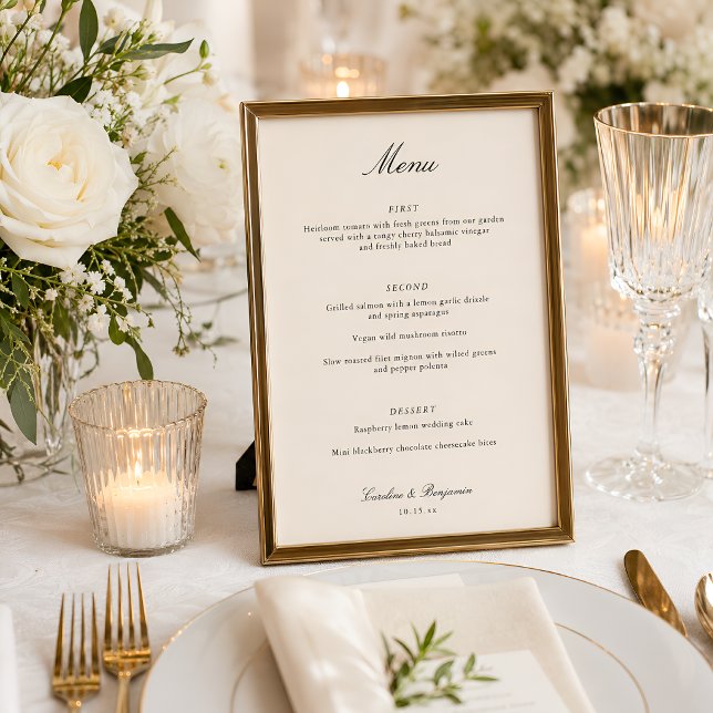 Classic Ivory Script Elegant Wedding Custom  Menu (Creator Uploaded)